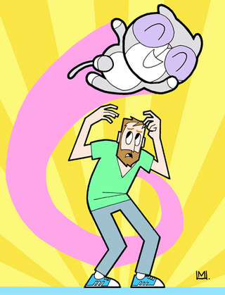 Illustration for article titled Artist drew himself and his cat in 100 different cartoonists' styles